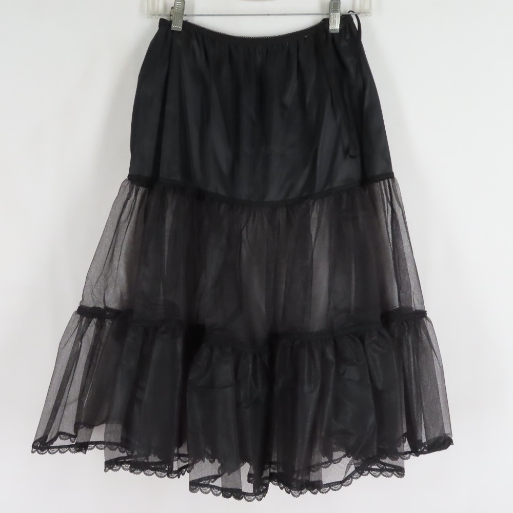 Rockabilly Vintage Repro Black Net Taffeta Slip S